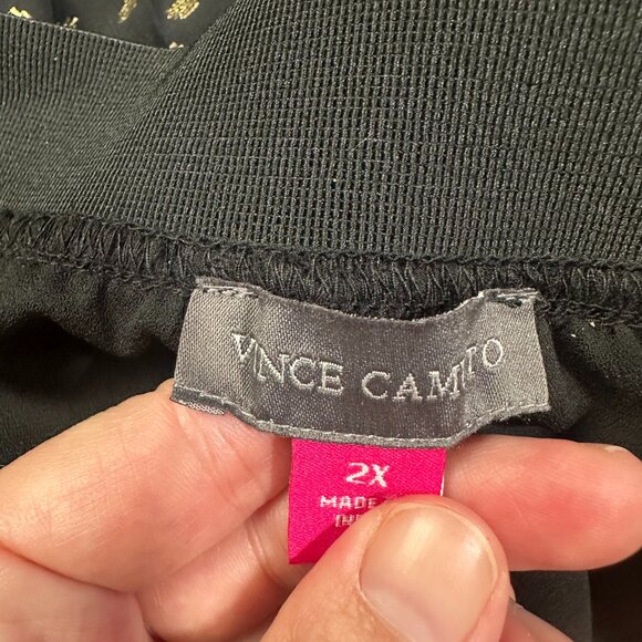 Vince Camuto NWT Plus Size Pleated Chiffon Maxi Skirt in Black and Gold Size 2X - Picture 5 of 7